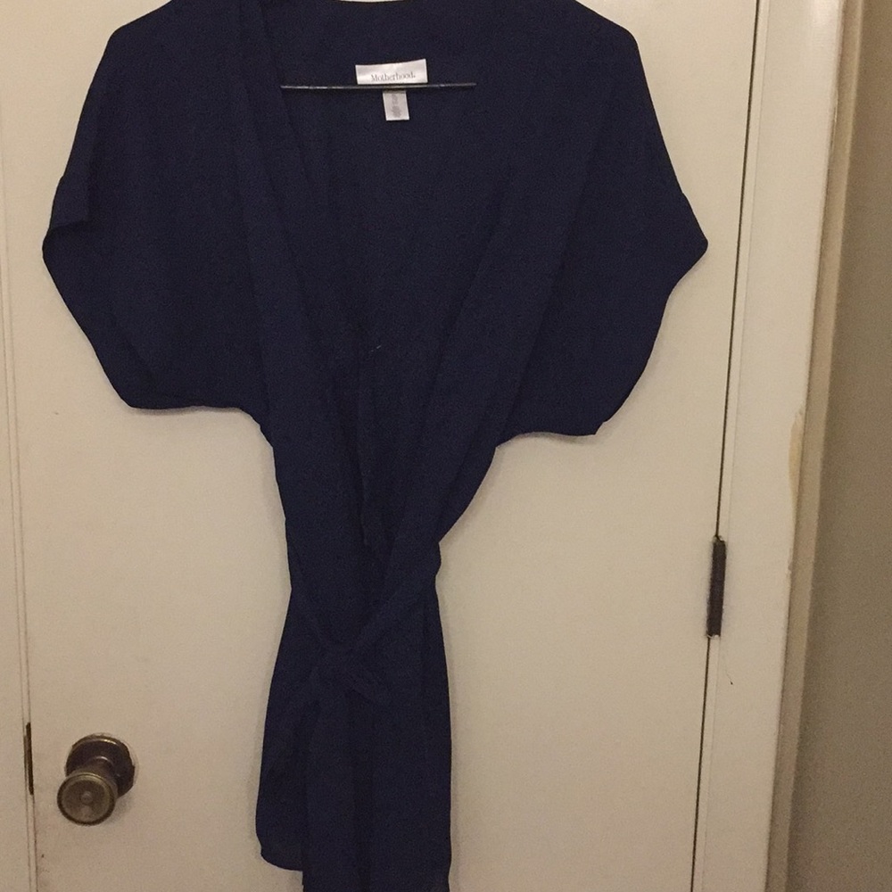Xl navy wrap front top